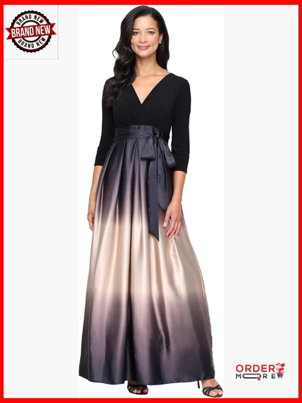 Long Satin Ombre Mother of the Bride Dress with Pockets, Floor-Length Formal